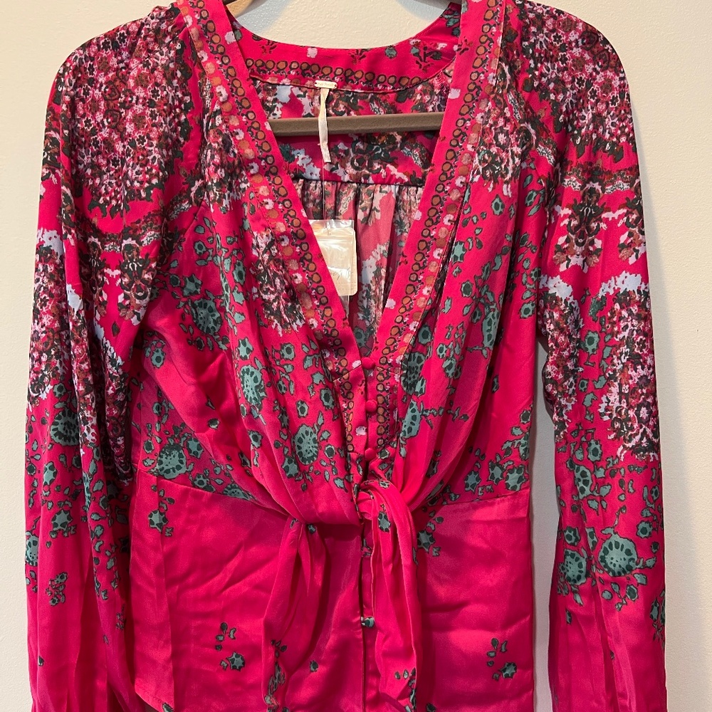 NWT- Run Free Printed Blouse by Free People
